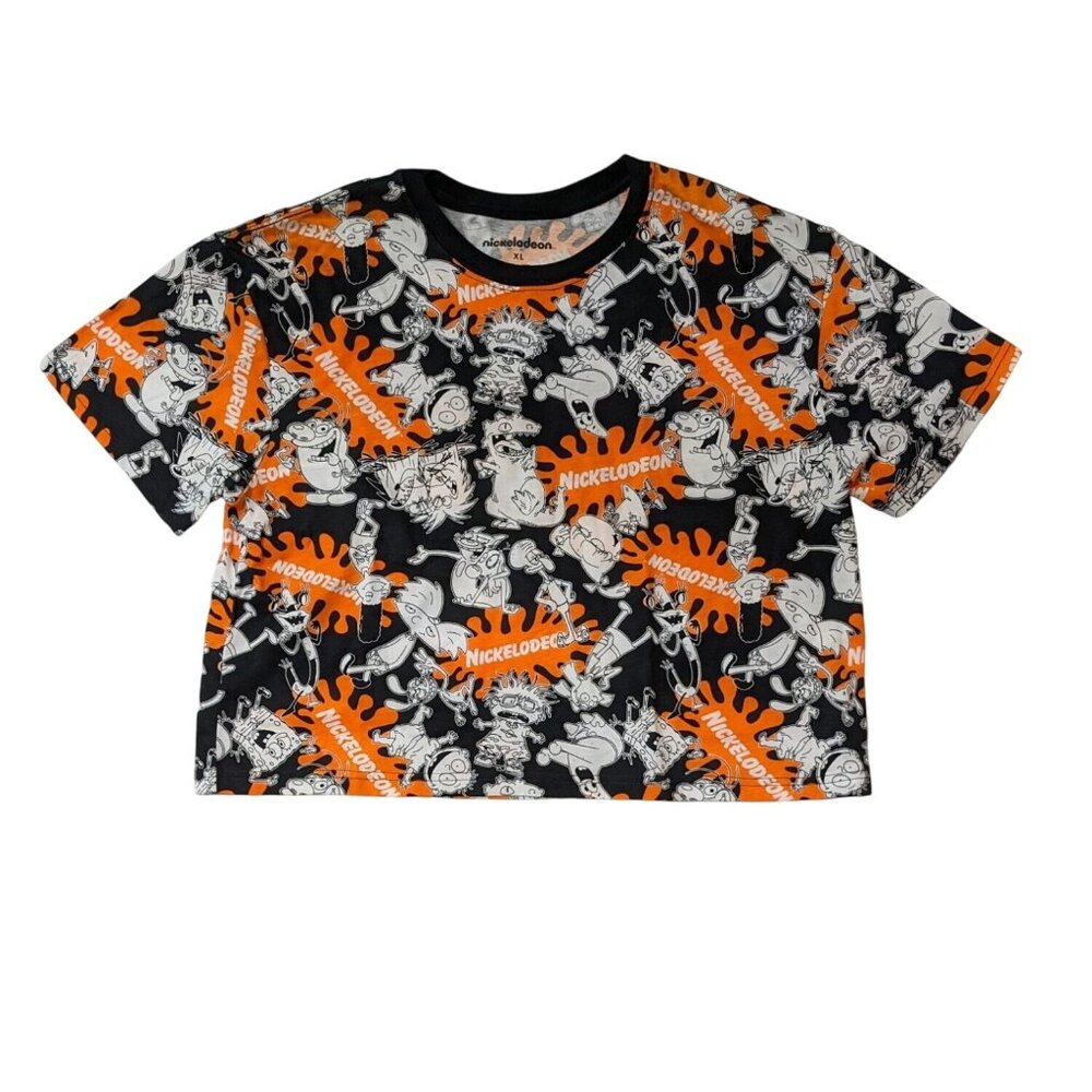Y2K Nickelodeon Cartoon Graphic T Shirt Cropped 90s Streetwear Grunge Size XL